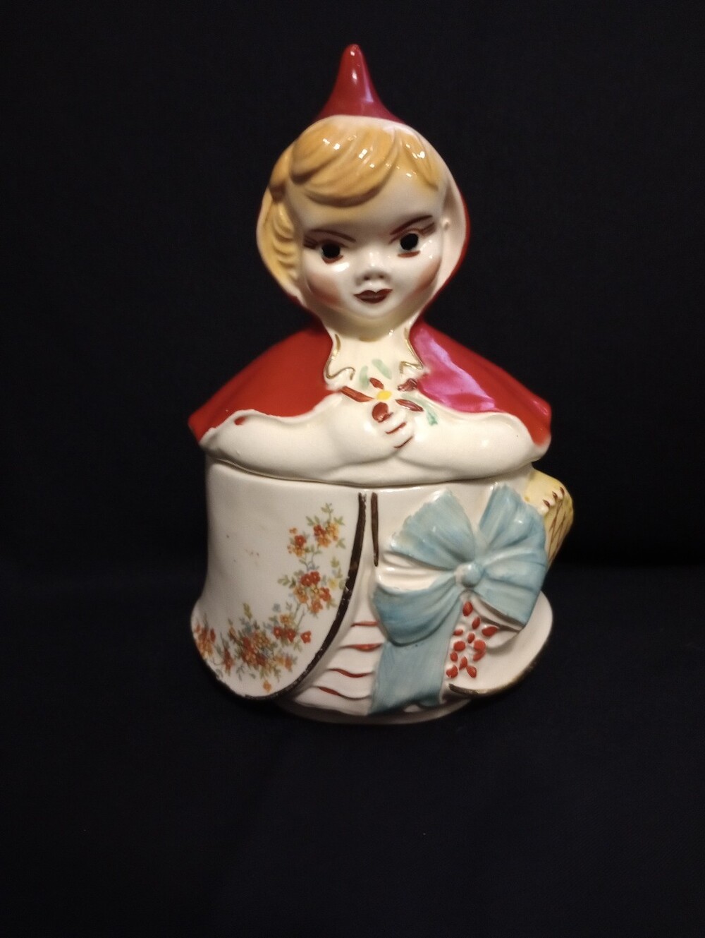 Rare 1940s Hull Pottery #982 Little Red Riding Hood Dresser Jar & Lid